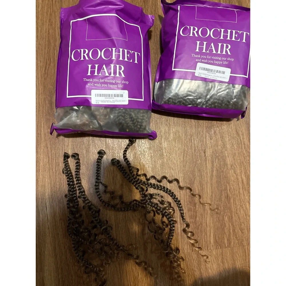 2 Pack Brown Ombre Wavy Synthetic Crochet Hair Extensions Bohemian Passion Twist